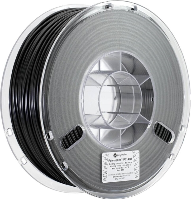 Polymaker 70257 Filament Pc-Abs Varmebestandig, Slagfast 2.85 Mm 1000 G Sort 1 Stk