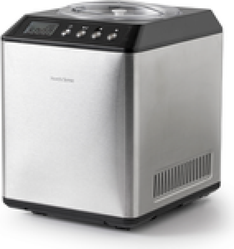 ISKREMMASKIN MED KOMPRESSOR 180W STÅL/SVART