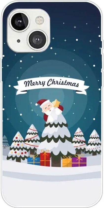 iPhone 15 Fleksibelt Plast Jul Deksel - Merry Christmas - Snømann og Juletre