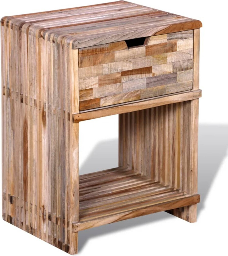 Nattbord med skuff gjenvunnet teak