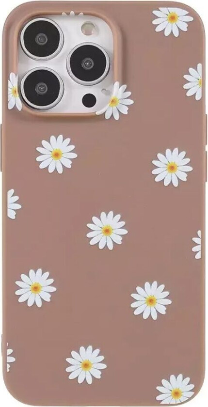 iPhone 13 Pro Fleksibelt Plast Deksel med Blomster - Brown