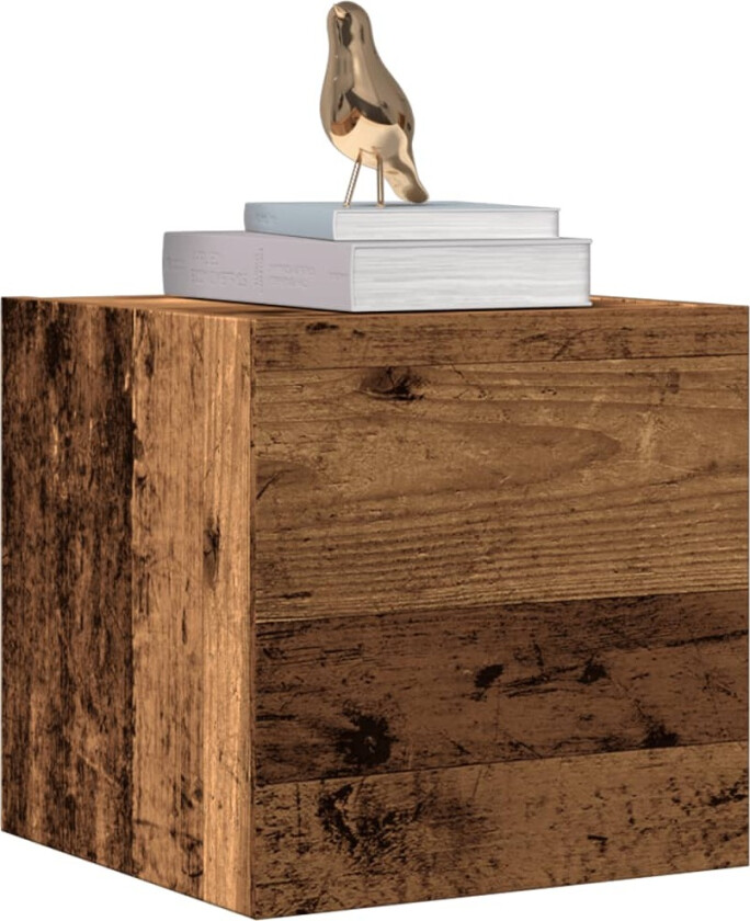 Vegghengt TV-benk gammelt tre 30,5x30x30 cm