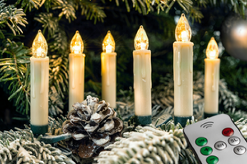 Juletrelys trådløs varmhvit med fjernkontroll 10 ledlys