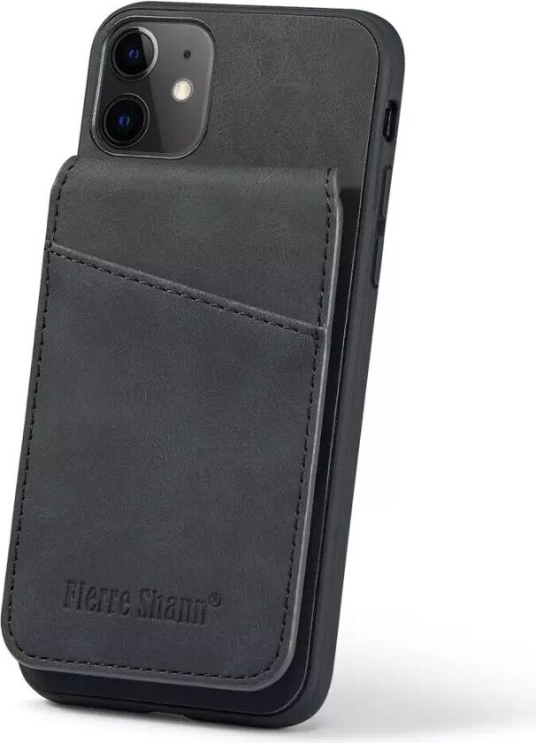 iPhone 11 Skinndekket Plast Deksel med Kortholdere og Stativfunksjon - Svart