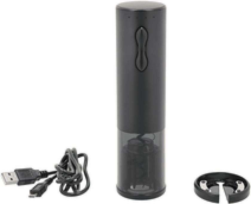 Vinåpner m/batteri matt svart rustfritt stål