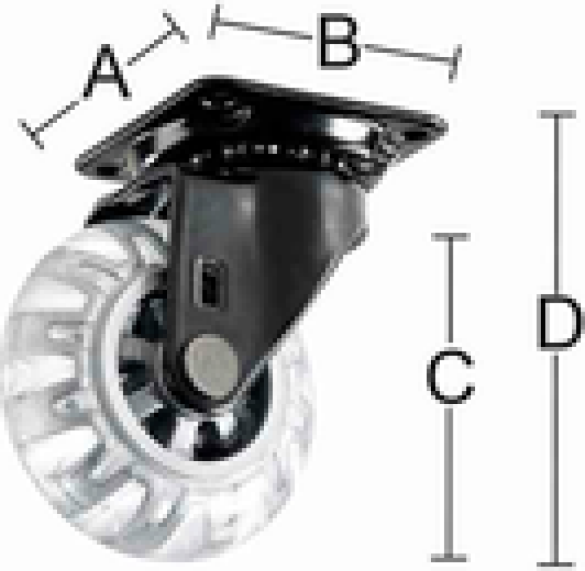 Bilde av MØBELHJUL 4005 MED PLATE SVART
