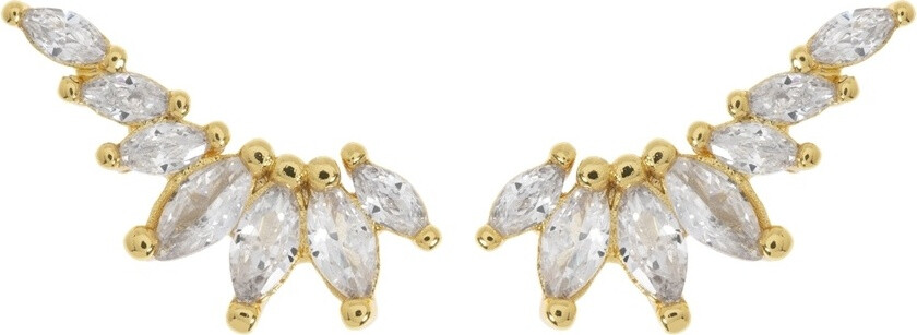 Zubi Crystal Leaf Ear Climber Earrings