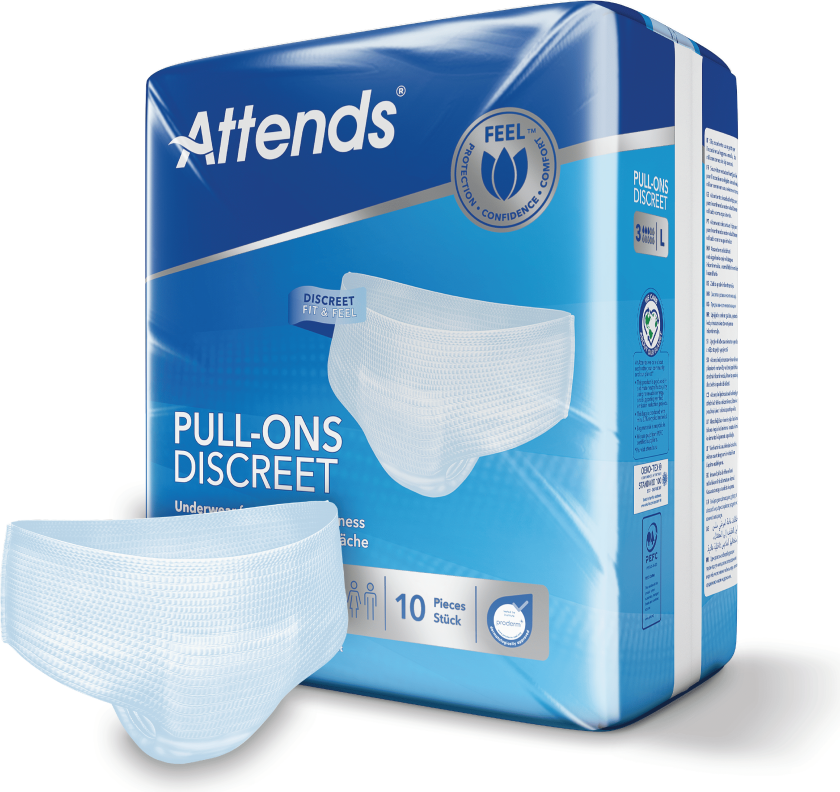 Pull-Ons Discreet Underwear 3L Buksebleie, Large, Hvit, 10 stk.