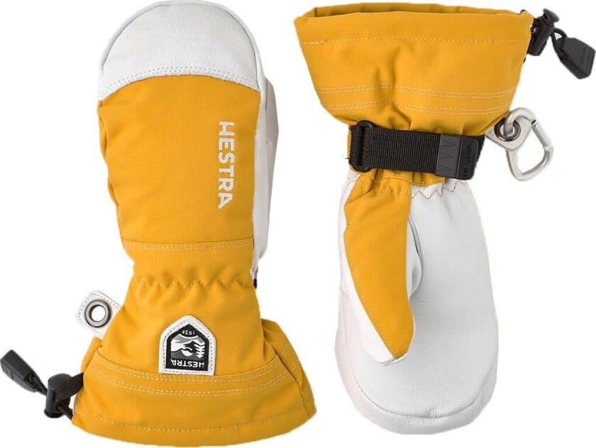 Juniors' Army Leather Heli Ski Mitt Yellow Senap 6-7 år