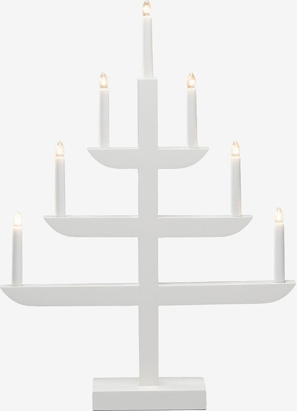 Lysestake, 7 pærer 65 cm, Hvit