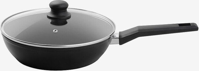 Sauterpanne Ø26Cm med glasslokk, Svart