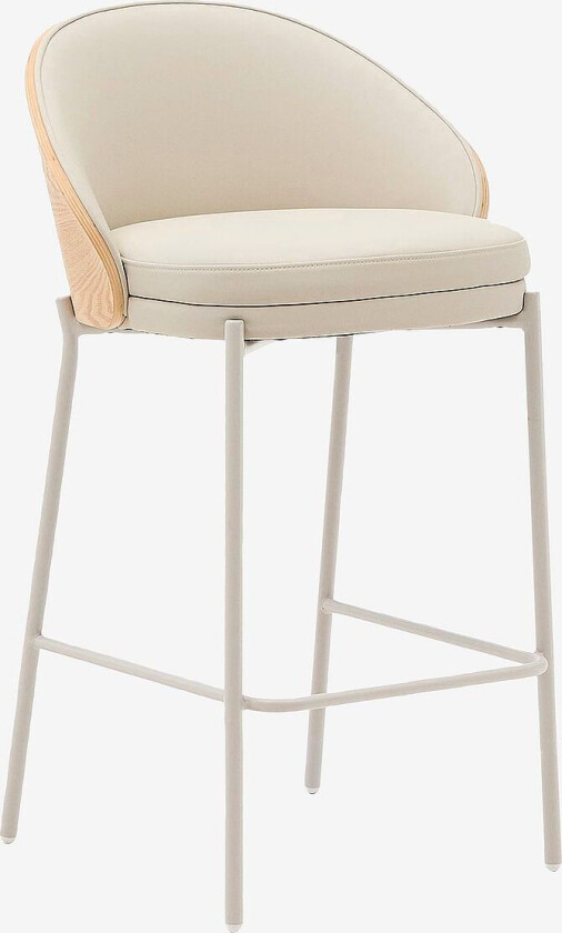 Eamy krakk i beige kunstskinn, naturfinert askefiner og beige metall 65 cm, Beige