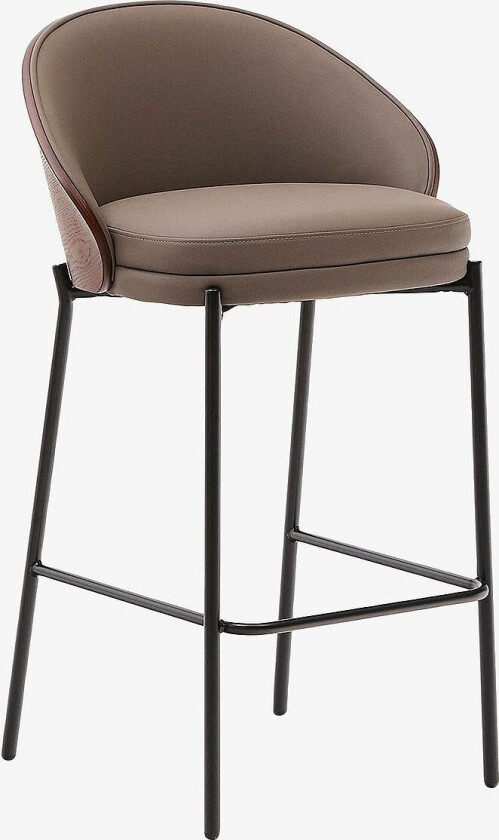 Eamy krakk i brunt kunstskinn, askfiner, valnøttfinish og svart metall 65 cm, Brun