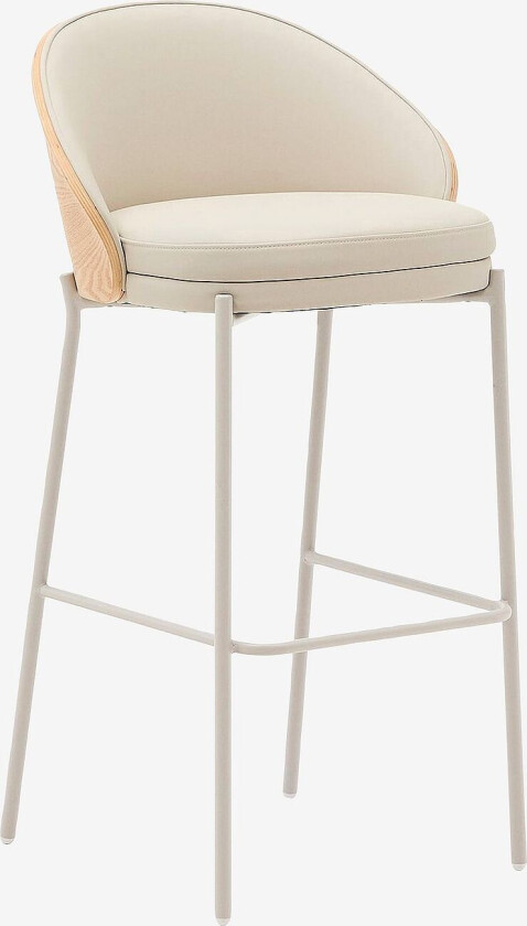 Eamy krakk i beige kunstskinn, naturfinert askefiner og beige metall 75 cm, Beige