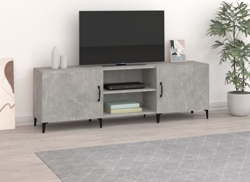 TV-benk betonggrå 150x30x50 cm konstruert tre