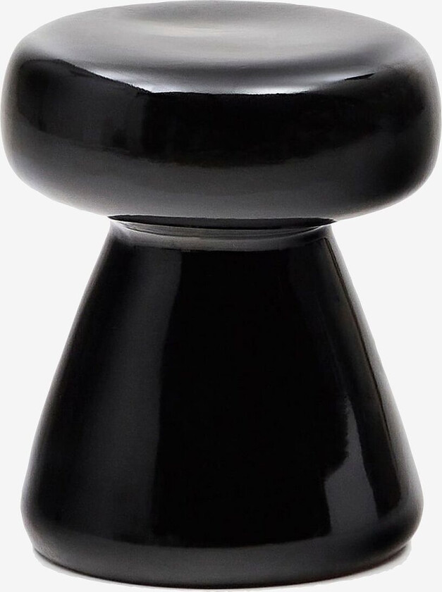 Manya svart keramisk sidebord, Ø 38 cm, Svart