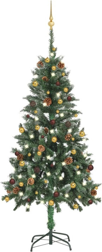 Forhåndsbelyst kunstig juletre med kulesett 150 cm