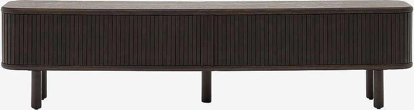 Mailen TV-bord med 2 dører i askfinér med mørk finish 200 x 50 cm, Svart