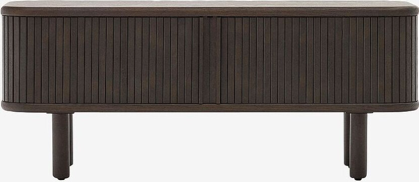 Mailen TV-bord med 2 dører i askfinér med mørk finish 120 x 50 cm, Svart