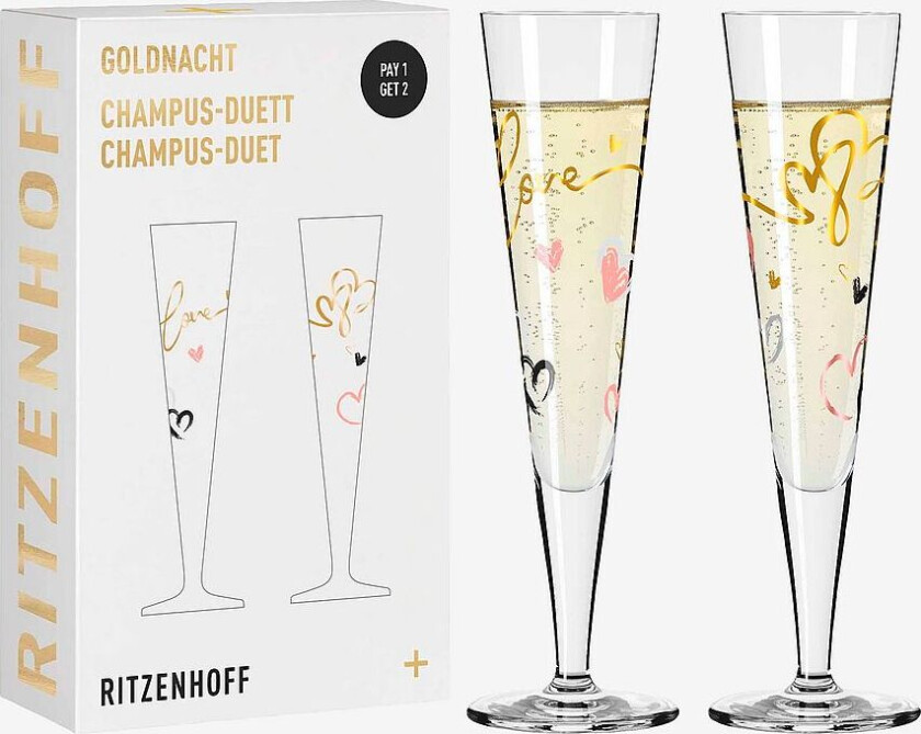 Champagneglass Goldnacht 2-pk, Transparent