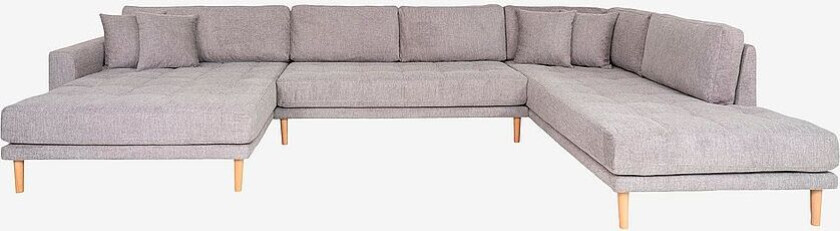 U-formet sofa åpen ende Lido, Grå