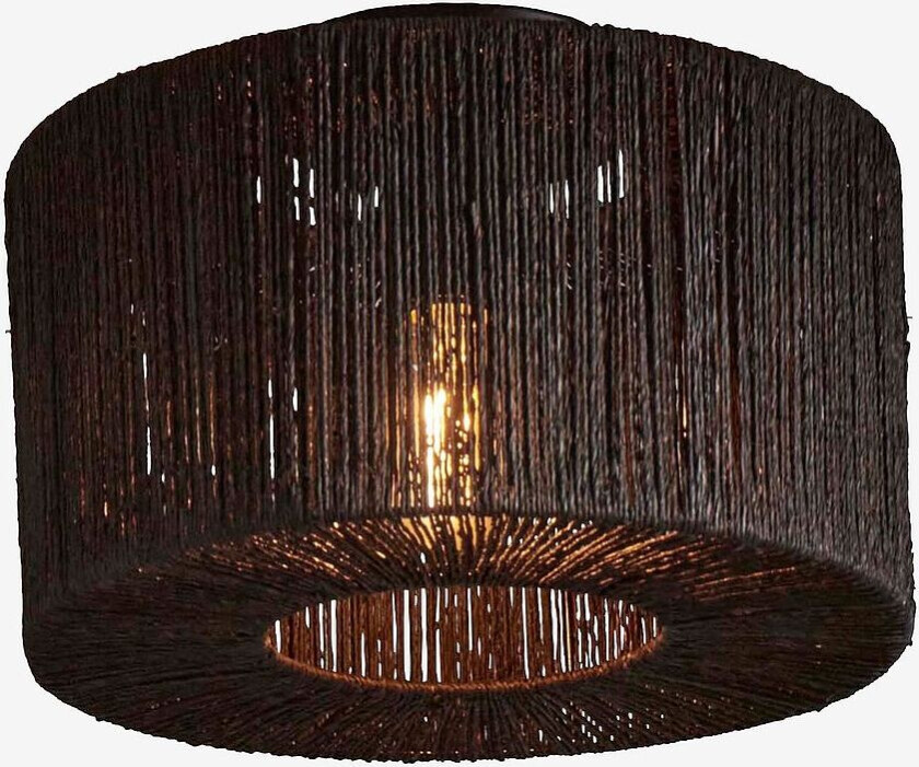 Taklampe rund/rett Iguazu 30x16 cm, Svart