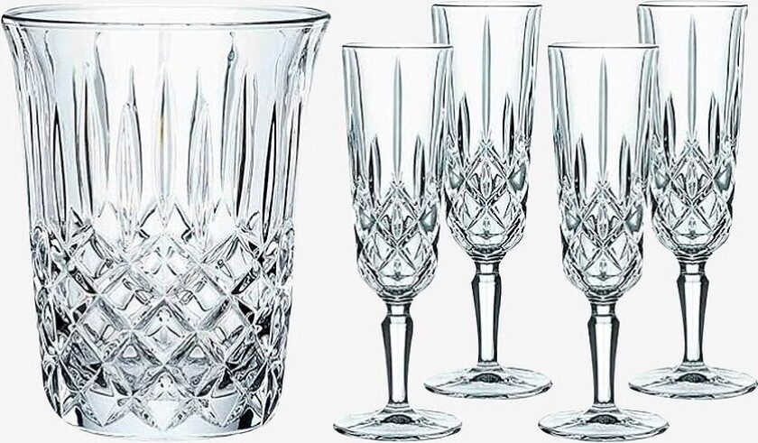Champagneglass og champagnekjøler Noblesse, sett i 5 deler, Transparent