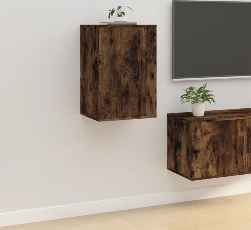 Vegghengt TV-benk røkt eik 40x34,5x60 cm