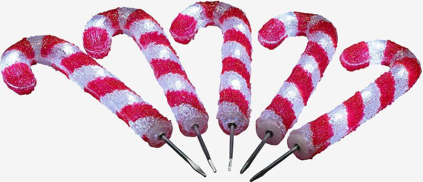 Polkagrisstaver LED 5-pk, Rød