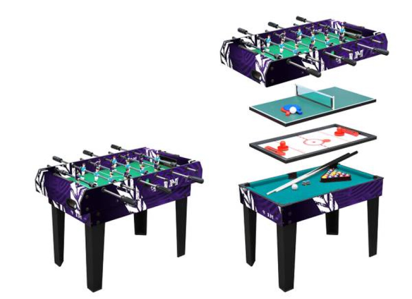 4 i 1 spillebord - airhockey, biljard, bordtennis og fotballspil