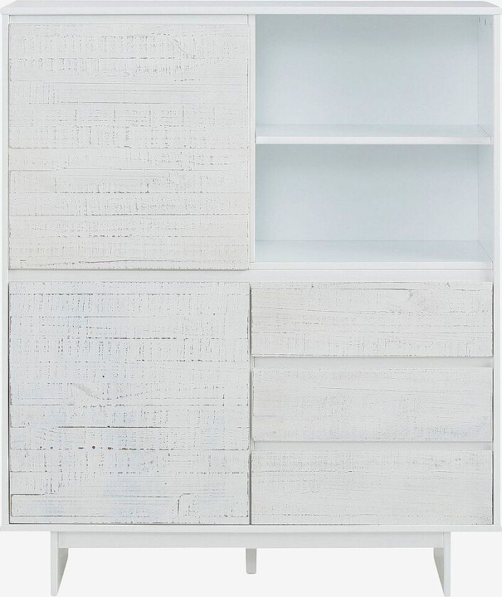 Høy skjenk Morgan, 2 dører / 3 skuffer, Hvit