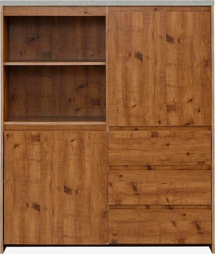 Høy skjenk Maribo, 2 dører / 3 skuffer, Brun