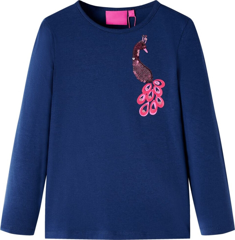 T-skjorte for barn med lange ermer marineblå 128