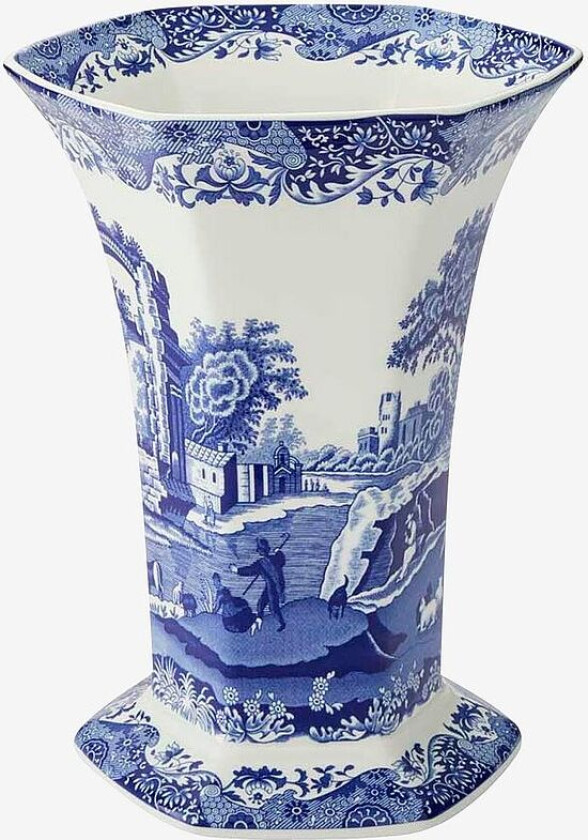 Vase Blue Italian Hexagonal høyde 27 cm, Blå