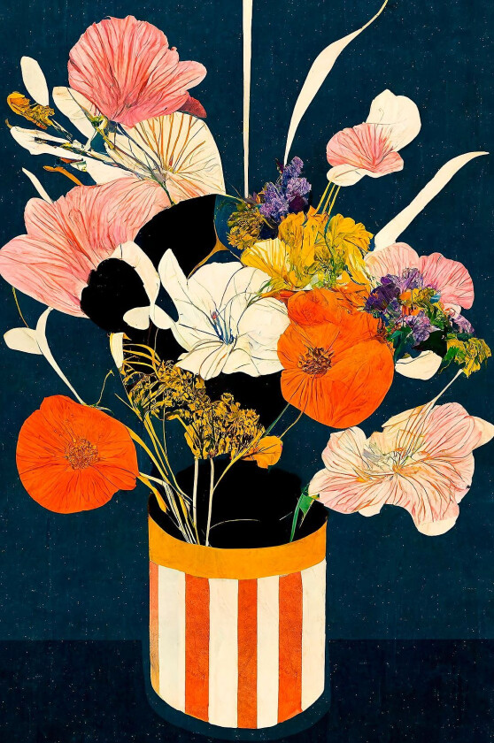 Poster Flowers At Night, Svart