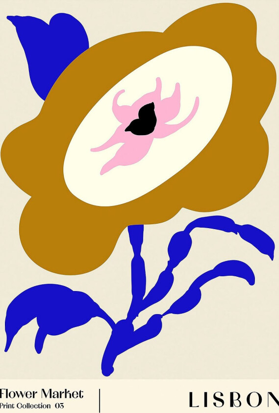 Poster Flower Market. Lisbon, Beige