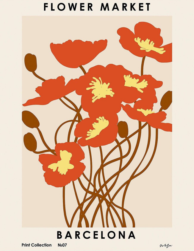 Poster Flower Market. Barcelona, Beige