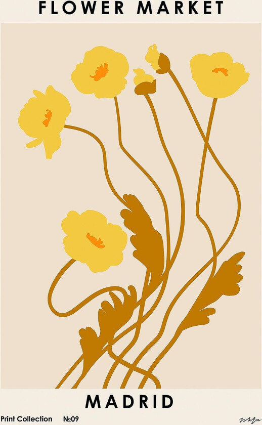 Poster Flower Market. Madrid, Beige