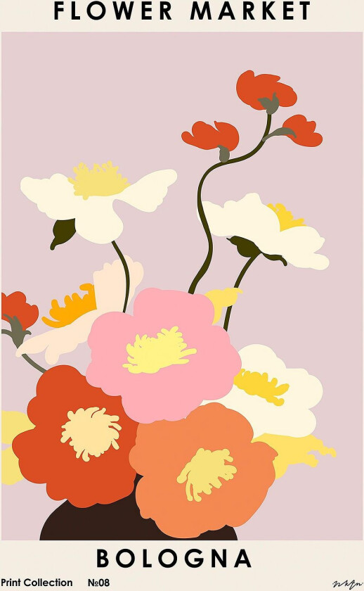 Poster Flower Market. Bologna, Beige