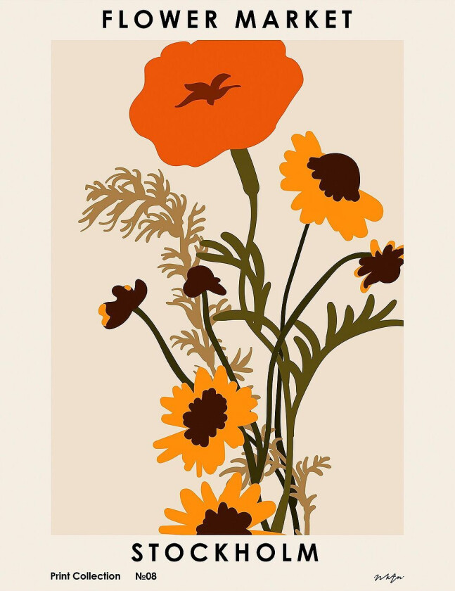 Poster Flower Market. Stockholm, Beige