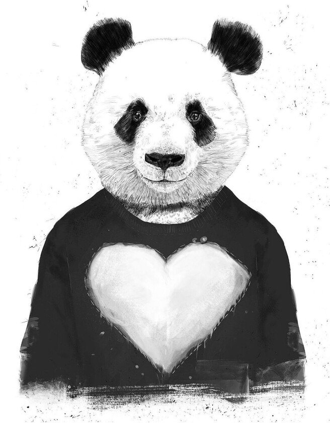 Poster Lovely Panda, Hvit