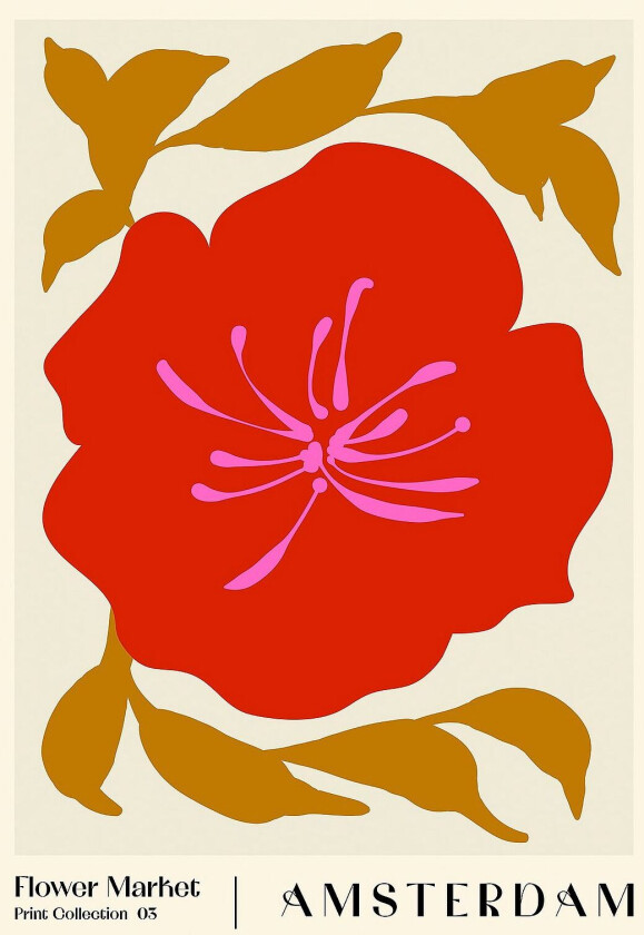 Poster Flower Market. Amsterdam, Beige