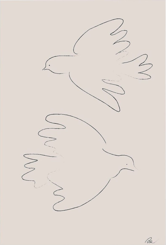 Poster Two Doves, Beige
