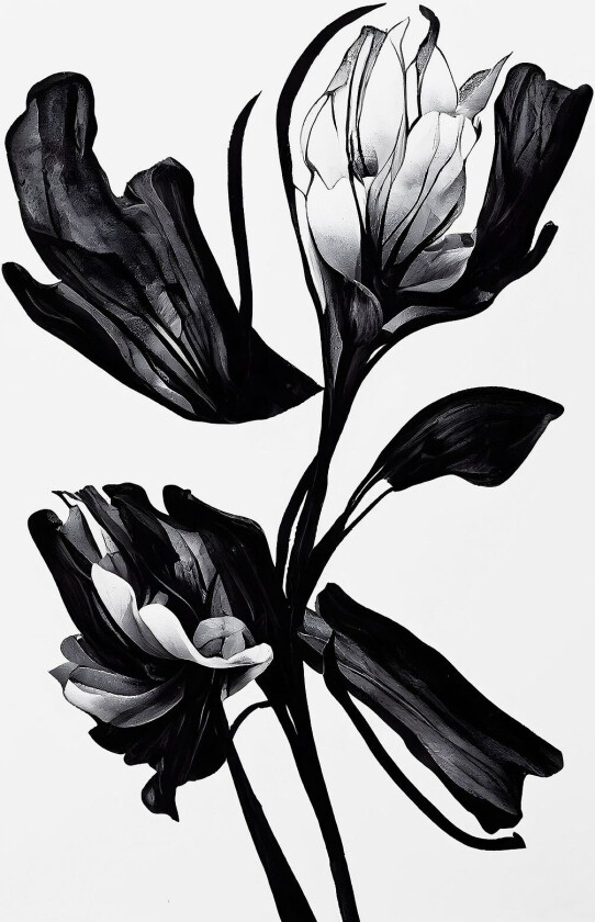Poster Black Flower, Beige