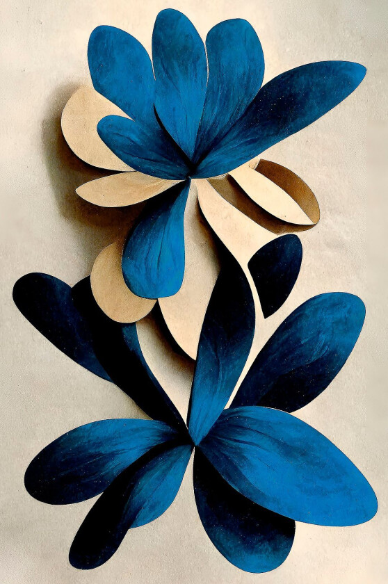 Poster Blue Nymphaea, Beige