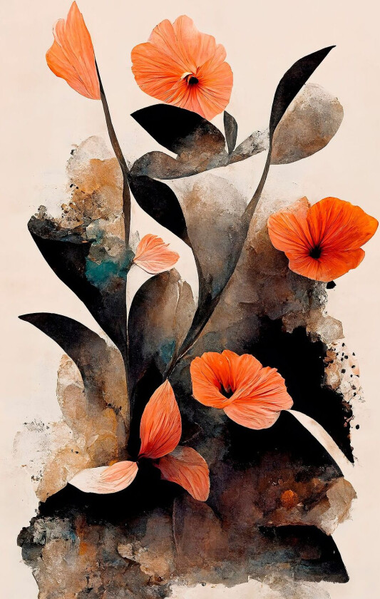 Poster Coral Flowers, Beige