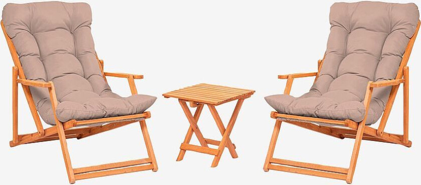 Hagesett med bord og stoler (3 deler) - Larin, Brun