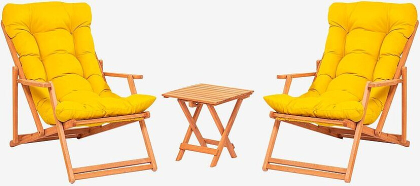 Hagesett med bord og stoler (3 deler) - Larin, Gul