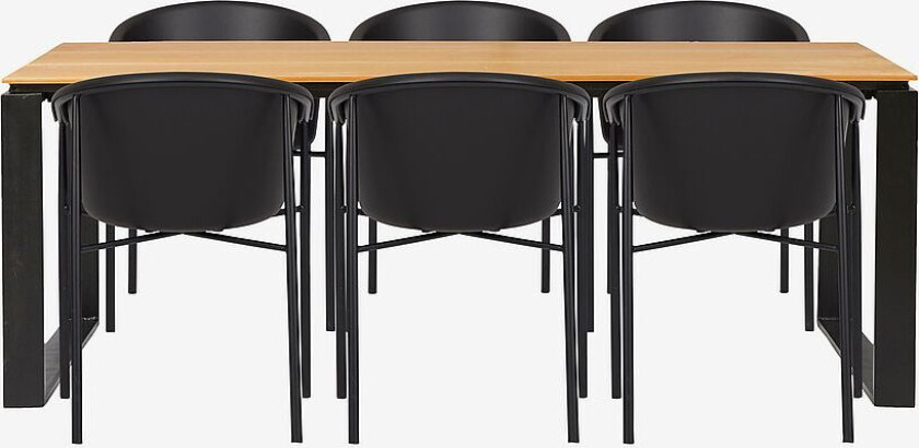 Hagegruppe, 6 stoler, Svart