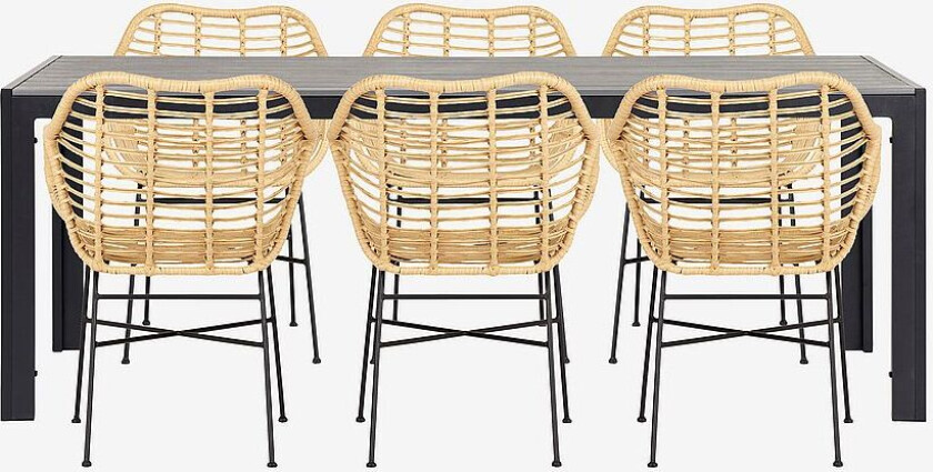 Hagegruppe, 6 stoler, Svart